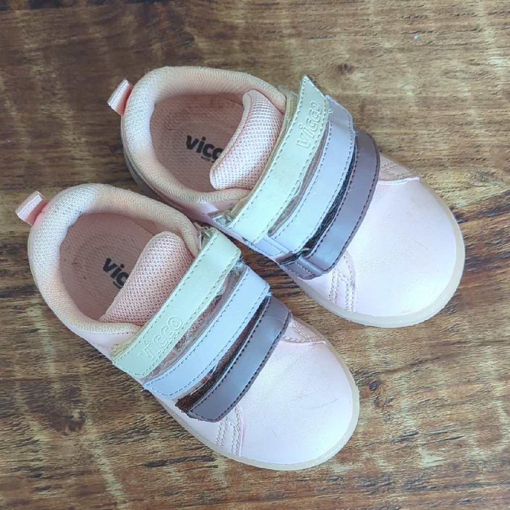 Kids Velcro Sneakers - Pink and Brown